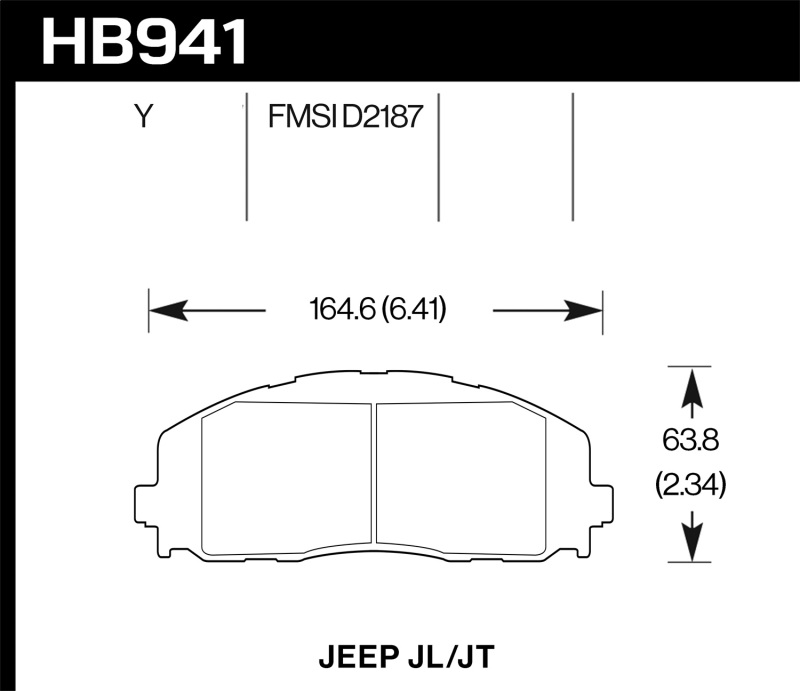 Jeep Wrangler Rubicon Brake Pads - Front - Hawk Performance - LTS Light Truck and SUV Compound - `18-`27